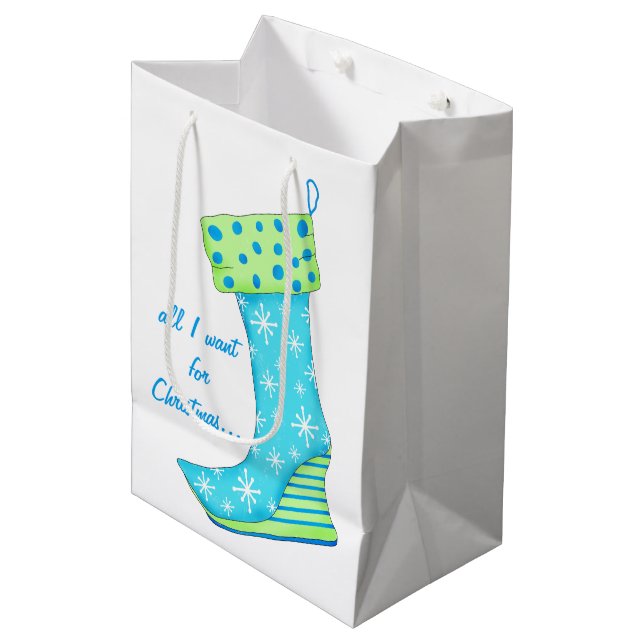Türkis-Schuh-Liebhaber aller will ich Mittlere Geschenktüte (Vorderseite Schrägansicht)