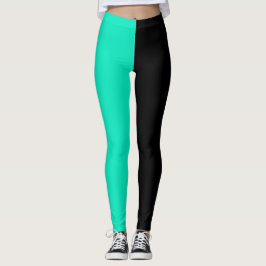 Türkis Schwarz Zwei-Tone-Split Halbdesign Leggings