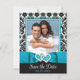 Türkis, Schwarze Liebe Herz Foto Save the Date