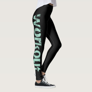Türkis-schwarze Workout-Leggings für Sport Fitness Leggings