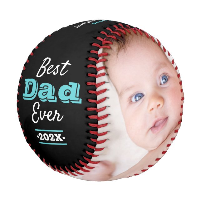 Türkis Schwarzer bester Vater je Typografie Modern Baseball (Schrägansicht)