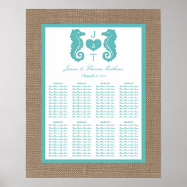 Türkis Seahors Burlap Beach Wedding Collection Poster