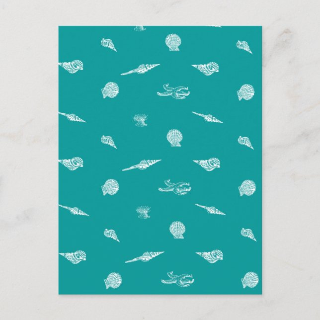 Türkis Seashell Pattern Postkarte (Vorderseite)