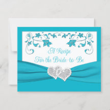 Türkis, Silberne Liebe Herz Bridal Rezept Karte
