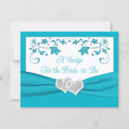 Türkis, Silberne Liebe Herz Bridal Rezept Karte