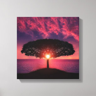 Türkis Sky Tree Sunset Canvas Print Leinwanddruck