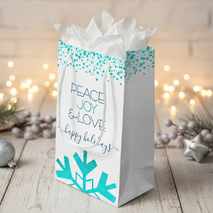 Türkis Snowflake Peace Joy Liebe Bold Typografy Kleine Geschenktüte