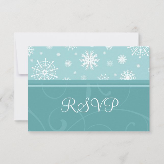 Türkis Snowflakes Weihnachten Hochzeit RSVP Karten (Vorderseite)