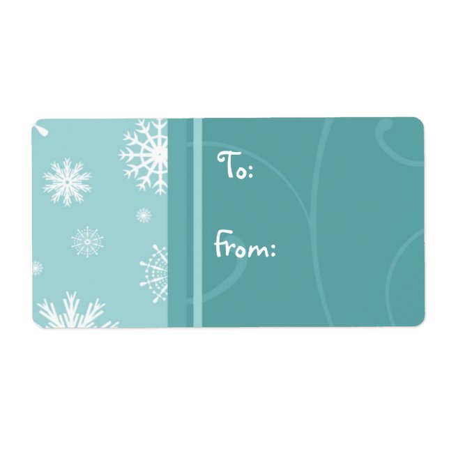 Türkis Snowflakes Weihnachtsgeschenk Etiketten (Vorne)