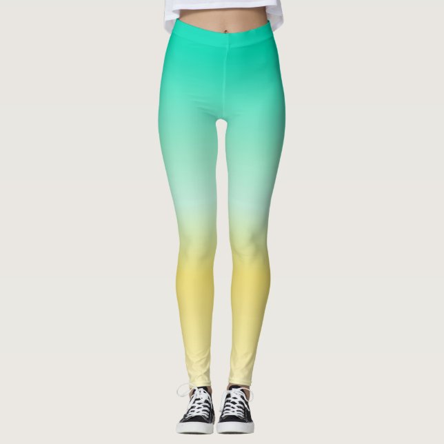 Türkis-Socialit und Gelb Leggings (Vorderseite)