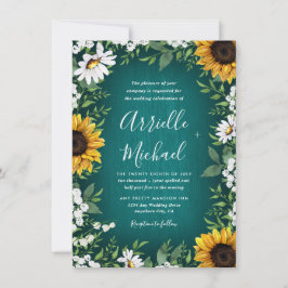 Türkis Sonnenblume Rustikale Hochzeitseinladungen Einladung