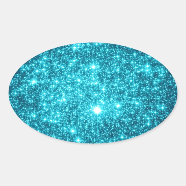 Türkis Sparkle Ovaler Aufkleber (Vorderseite)