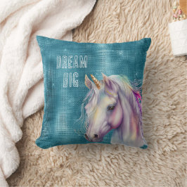Türkis Sparkle Unicorn Name Kissen
