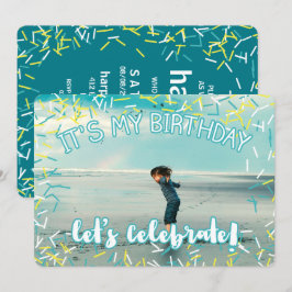 Türkis Sprinkles | Custom Foto Birthday Party Einladung