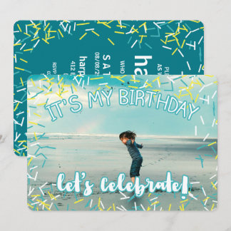 Türkis Sprinkles | Custom Foto Birthday Party Einladung