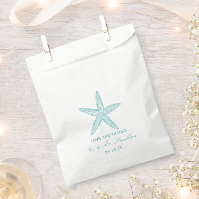 Türkis Starfish Beach Hochzeitsnacht Geschenktütchen (Ausgeschnitten)