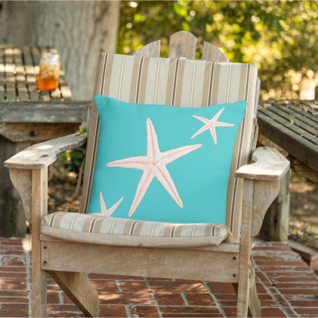 Türkis Starfish Beach House Dekorativ Kissen (Stuhl )