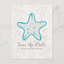 Türkis Starfish Save the Date Postkarte