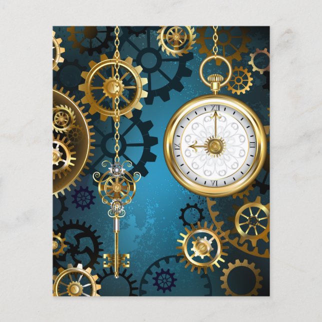 Türkis-Steampunkirche Hintergrund mit Gears (Vorderseite)