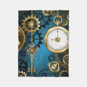 Türkis-Steampunkirche Hintergrund mit Gears Fleecedecke