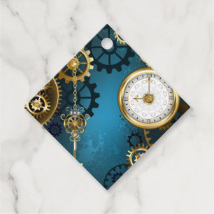 Türkis-Steampunkirche Hintergrund mit Gears Geschenkanhänger