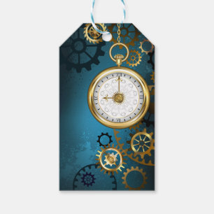 Türkis-Steampunkirche Hintergrund mit Gears Geschenkanhänger