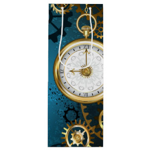 Türkis-Steampunkirche Hintergrund mit Gears Geschenktüte Für Weinflaschen