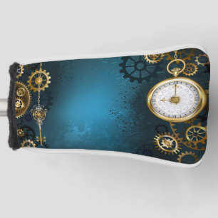 Türkis-Steampunkirche Hintergrund mit Gears Golf Headcover