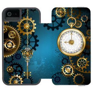 Türkis-Steampunkirche Hintergrund mit Gears Incipio Watson™ iPhone 5 Geldbörsen Hülle