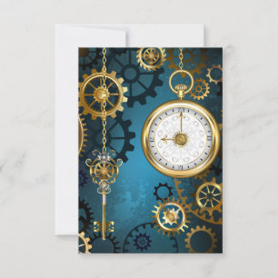 Türkis-Steampunkirche Hintergrund mit Gears Karte