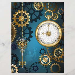 Türkis-Steampunkirche Hintergrund mit Gears Menükarte