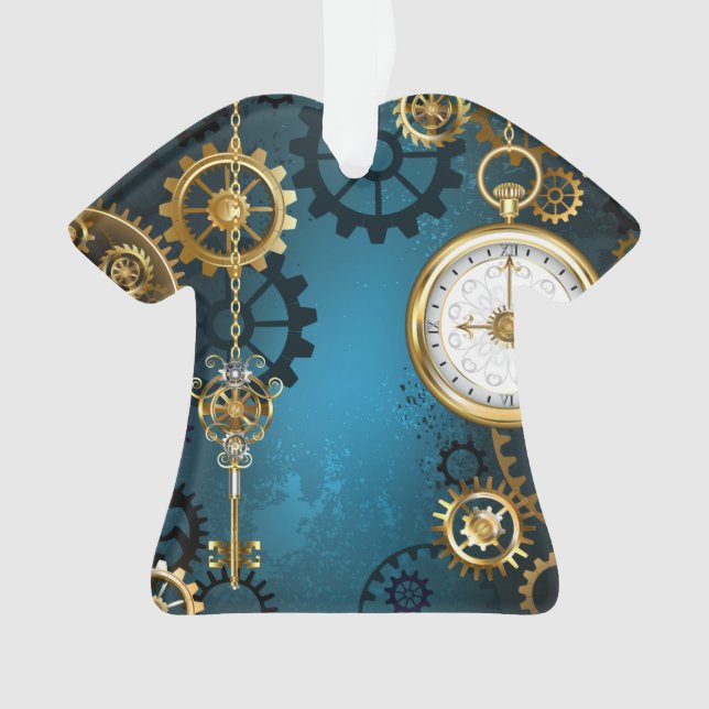 Türkis-Steampunkirche Hintergrund mit Gears Ornament (Vorderseite)