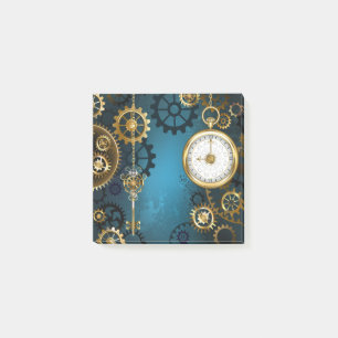 Türkis-Steampunkirche Hintergrund mit Gears Post-it Klebezettel