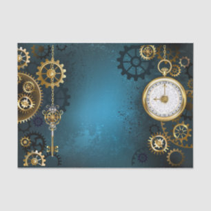 Türkis-Steampunkirche Hintergrund mit Gears Seidenpapier