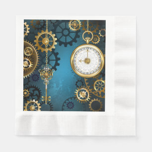 Türkis-Steampunkirche Hintergrund mit Gears Serviette