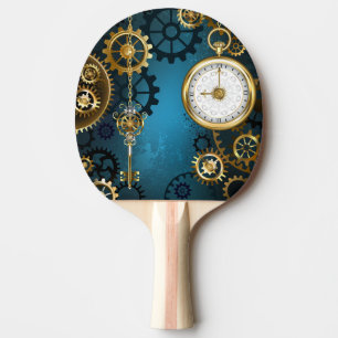 Türkis-Steampunkirche Hintergrund mit Gears Tischtennis Schläger