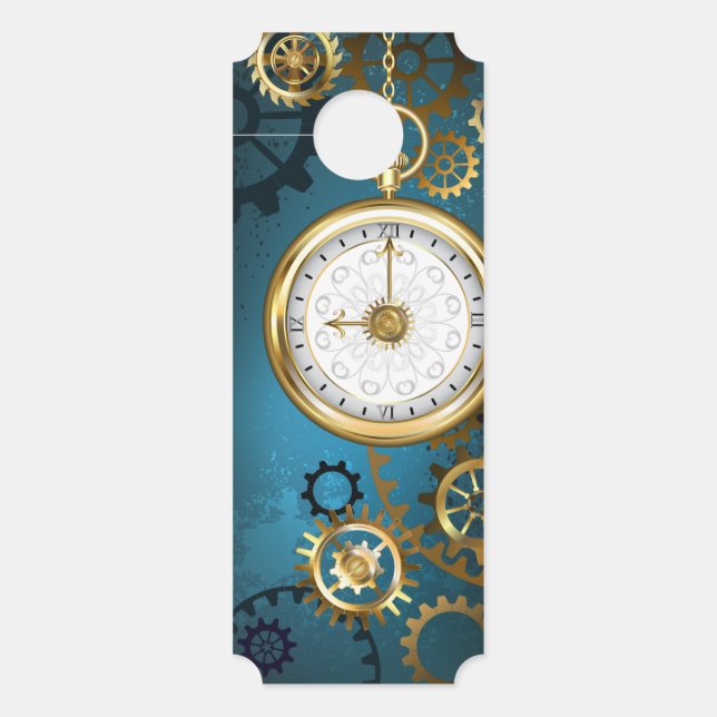 Türkis-Steampunkirche Hintergrund mit Gears Türanhänger (Vorderseite)