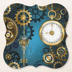 Türkis-Steampunkirche Hintergrund mit Gears Untersetzer