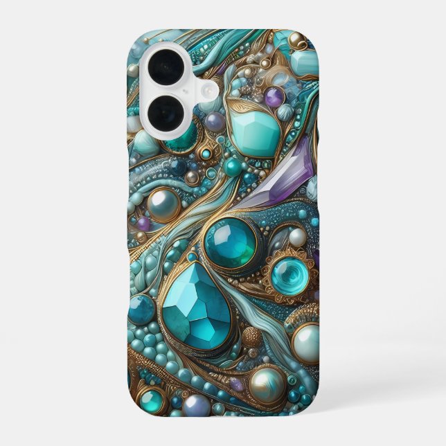 Türkis Stein iPhone-Hülle Slim iPhone 16 Hülle (Rückseite)