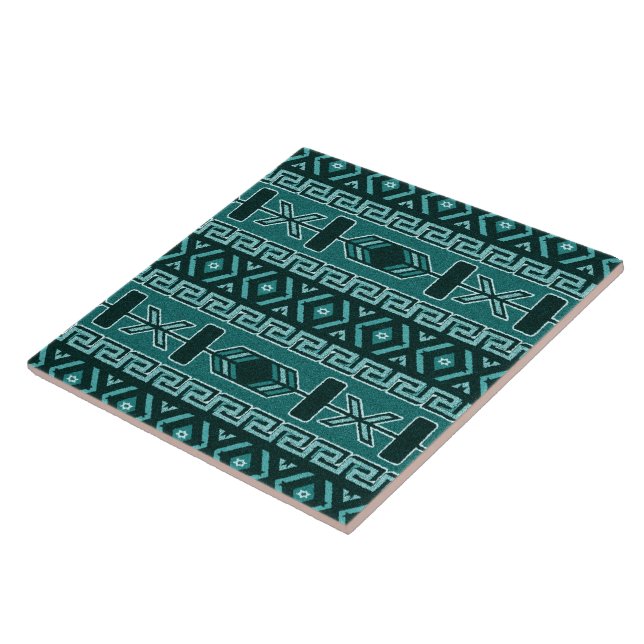 Türkis Südwest Tribal Aztec Muster Fliese (Seite)