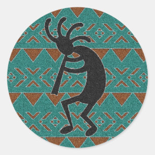 Türkis-Südwesten Kokopelli Runder Aufkleber