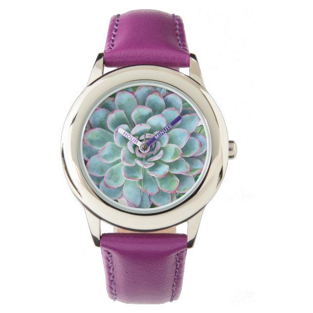 Türkis Sukkuläres Echeveria Armbanduhr (Vorderseite)