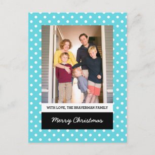 Türkis Sweet Polka Dot Holiday Foto Postkarte