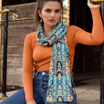 Türkis Tan Floral Damask Western Style Schal<br><div class="desc">Mit diesem langen Chiffonschal mit atemberaubendem Western-inspiriert Blumendamast-Design verleihen Sie Ihrem Kleid zeitlose Eleganz und rustikalen Charme. Dieses Design mit einer lebhaften Palette von türkisfarbenen, bunten und tiefen Akzenten aus der Marine ist ideal für ein modernes Cowgirl. Die aufwändigen Details, die an geflochtene Leder und Vintage Damastmuster erinnern, machen es...</div>