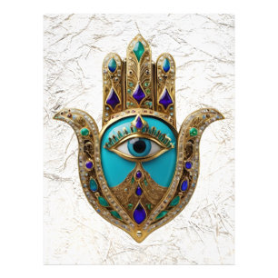 Türkis Third Eye Hamsa Fotodruck