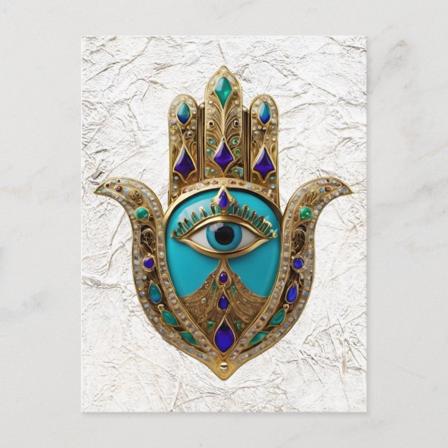 Türkis Third Eye Hamsa Postkarte (Vorderseite)