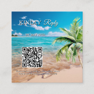 Türkis Tide Tropical Beach Hochzeit QR Code UAWG Begleitkarte