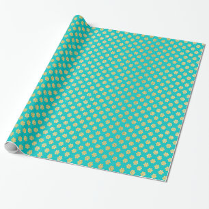 Türkis Tiffany und Goldgänseblümchen-Blumen-Sch Geschenkpapier