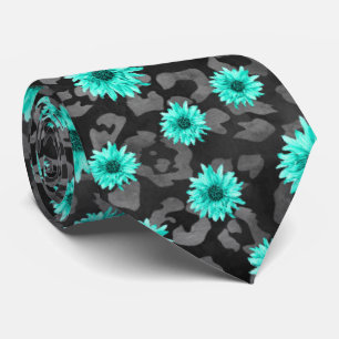 Türkis-Totenköpfe und Sonnenblumen-Serie Design 5 Krawatte