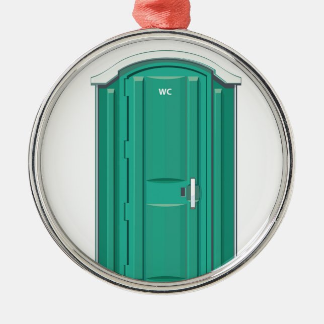 Türkis-transportierbare Toilette Silbernes Ornament (Vorne)